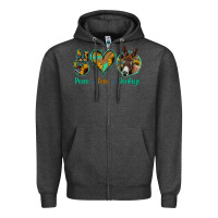 Charcoal Heather Peace Love Donkeys Zipper Hoodie - Jasminsmagicworld