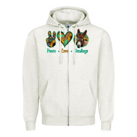 Oatmeal Heather Peace Love Donkeys Zipper Hoodie - Jasminsmagicworld