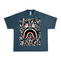 Midnight Navy Bape Shark Army Urban Heavy Tee - linhVisuals