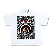 White Bape Shark Army Urban Heavy Tee - linhVisuals