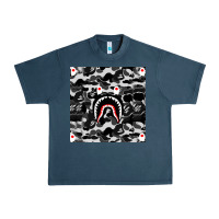 Midnight Navy Bape Shark Army Urban Heavy Tee - linhVisuals