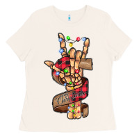 Bone merry christmas skeleton hand Ladies Tee - CowhideDigitalArt