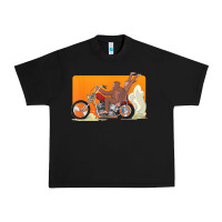 Black bigfoot t  shirt bigfoot riding motorcycle for biker sasquatch chick t Urban Heavy Tee - linhVisuals