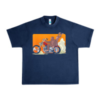 Navy bigfoot t  shirt bigfoot riding motorcycle for biker sasquatch chick t Urban Heavy Tee - linhVisuals