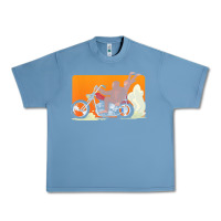 Pebble Blue bigfoot t  shirt bigfoot riding motorcycle for biker sasquatch chick t Urban Heavy Tee - linhVisuals