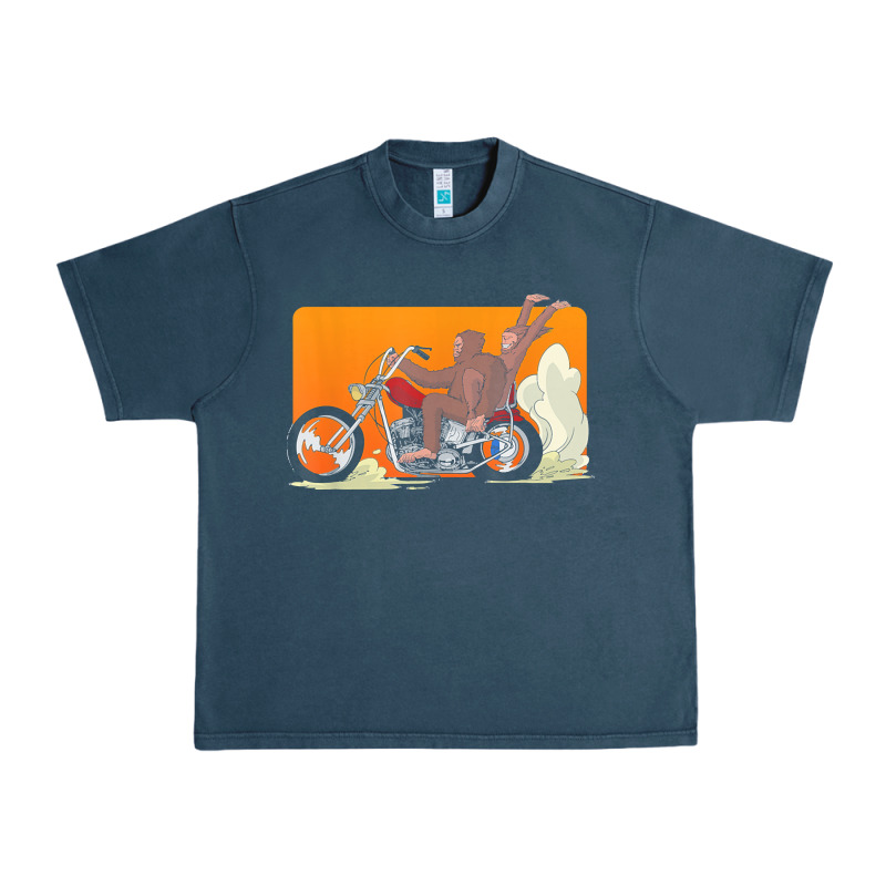 Bigfoot T  Shirt Bigfoot Riding Motorcycle For Biker Sasquatch Chick T Urban Heavy Tee by linhVisuals | Teevron