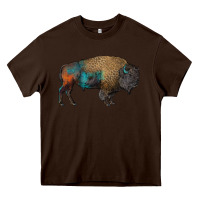 Chocolate Brown leopard bison Heavy Core Tee - RanaPortraitStore