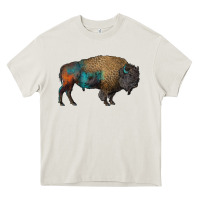 Cream leopard bison Heavy Core Tee - RanaPortraitStore