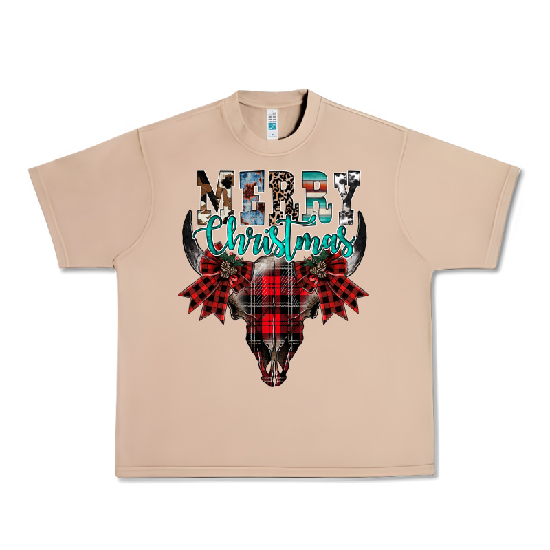 Merry Christmas Bull Skull Urban Heavy Tee by CowhideDigitalArt | Teevron