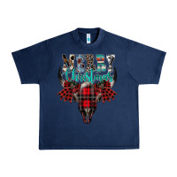 Navy merry christmas bull skull Urban Heavy Tee - CowhideDigitalArt