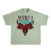 Oil Green merry christmas bull skull Urban Heavy Tee - CowhideDigitalArt