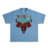 Pebble Blue merry christmas bull skull Urban Heavy Tee - CowhideDigitalArt