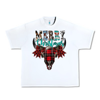 White merry christmas bull skull Urban Heavy Tee - CowhideDigitalArt