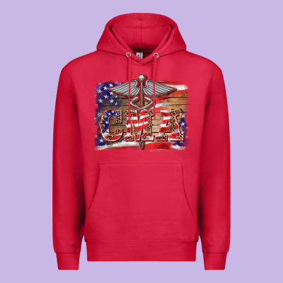 Patriotic Nurse Certified Medical Assistant Medilcal Symbol Background Premium Hoodie Designed By Barkaloodesign