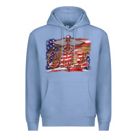 Colony Blue patriotic nurse certified medical assistant medilcal symbol background Premium Hoodie - BarkalooDesign