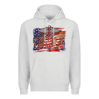 Dove Grey patriotic nurse certified medical assistant medilcal symbol background Premium Hoodie - BarkalooDesign