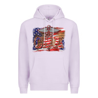 Lilac patriotic nurse certified medical assistant medilcal symbol background Premium Hoodie - BarkalooDesign