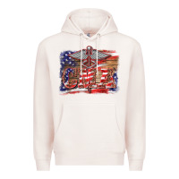 Pale Pink patriotic nurse certified medical assistant medilcal symbol background Premium Hoodie - BarkalooDesign