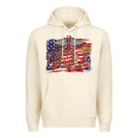 Sandshell patriotic nurse certified medical assistant medilcal symbol background Premium Hoodie - BarkalooDesign