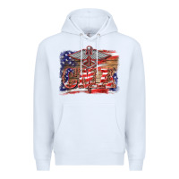 White patriotic nurse certified medical assistant medilcal symbol background Premium Hoodie - BarkalooDesign