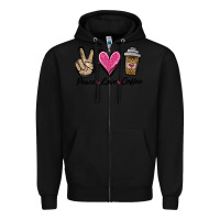 Black peace love coffee Zipper Hoodie - Jasminsmagicworld