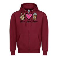 Burgundy peace love coffee Zipper Hoodie - Jasminsmagicworld