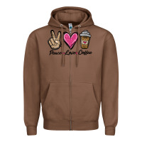 Chestnut peace love coffee Zipper Hoodie - Jasminsmagicworld