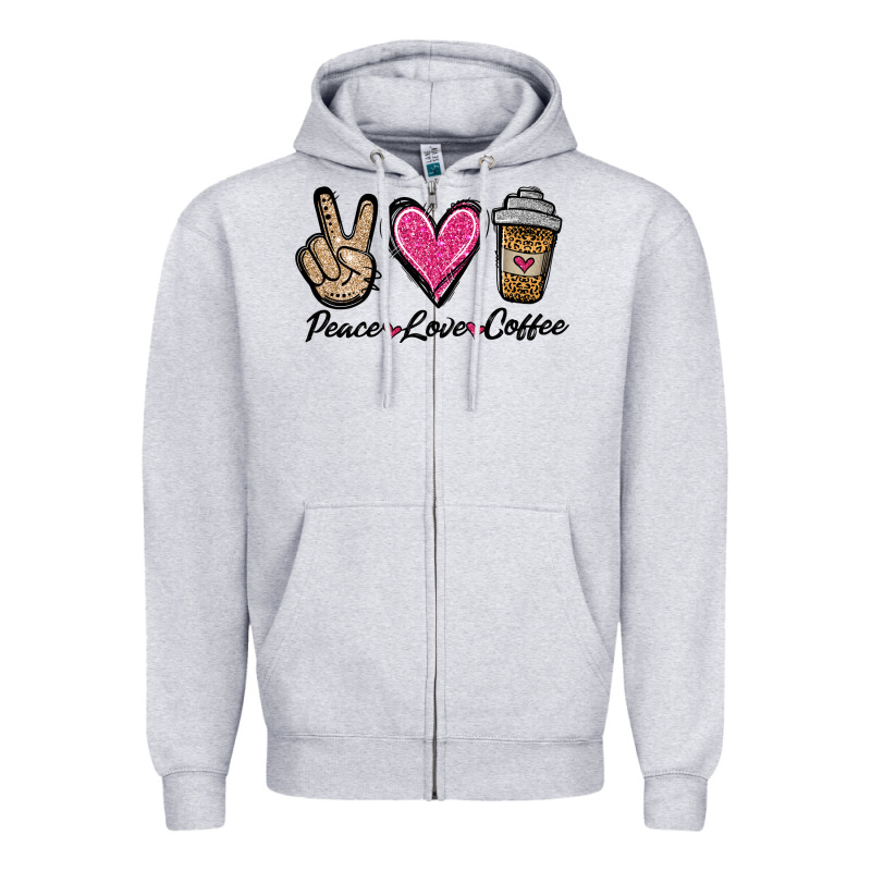 Peace Love Coffee Zipper Hoodie by Jasminsmagicworld | Teevron
