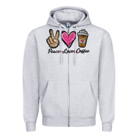 Heather Grey peace love coffee Zipper Hoodie - Jasminsmagicworld
