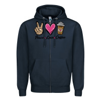 Navy peace love coffee Zipper Hoodie - Jasminsmagicworld