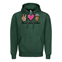 Sports Green peace love coffee Zipper Hoodie - Jasminsmagicworld