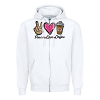 White peace love coffee Zipper Hoodie - Jasminsmagicworld