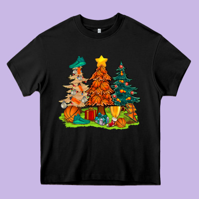 Christmas Basketball Trees Bbs Heavy Core Tee Designed By Bundleandbundleshop