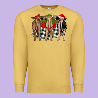 Christmas Heifers Back View Premium Sweatshirt Designed By Ranaportraitstore