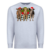 Heather Grey christmas heifers back view Premium Sweatshirt - RanaPortraitStore
