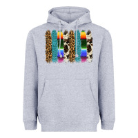 Heather Grey serape leopard tooled leather cowhide background Heavyweight Hoodie - RanaPortraitStore