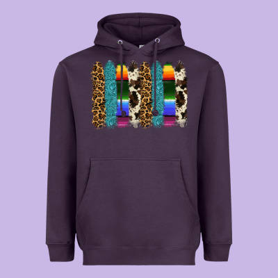 Serape Leopard Tooled Leather Cowhide Background Heavyweight Hoodie Designed By Ranaportraitstore