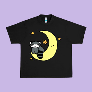 Crescent Moon Raccoon Urban Heavy Tee Designed By Linhvisuals