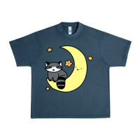 Midnight Navy crescent moon raccoon Urban Heavy Tee - linhVisuals