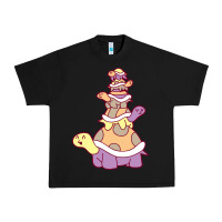 Black cute turtle stack Urban Heavy Tee - linhVisuals