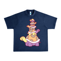 Navy cute turtle stack Urban Heavy Tee - linhVisuals