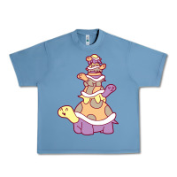 Pebble Blue cute turtle stack Urban Heavy Tee - linhVisuals
