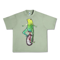 Oil Green dat boi watercolor unicycle frog Urban Heavy Tee - linhVisuals