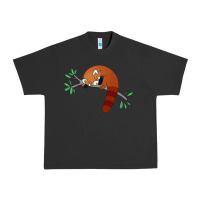 Pigment Black red panda sleeping Urban Heavy Tee - linhVisuals