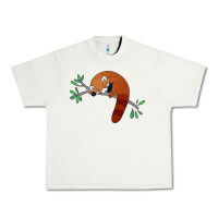 Pistachio red panda sleeping Urban Heavy Tee - linhVisuals