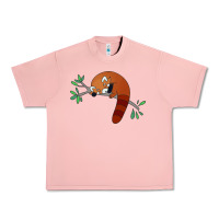 Salmon red panda sleeping Urban Heavy Tee - linhVisuals