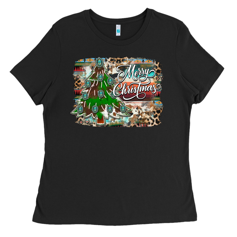 Merry Christmas Tree Western Ladies Tee by CowhideDigitalArt | Teevron