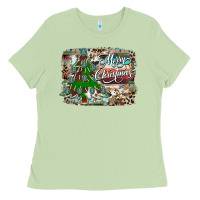 Matcha merry Christmas tree western Ladies Tee - CowhideDigitalArt
