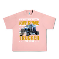 Salmon awesome trucker big rig semi trailer truck driver gift men tank top Urban Heavy Tee - linhVisuals
