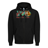Black Peace Love Cows Zipper Hoodie - Jasminsmagicworld